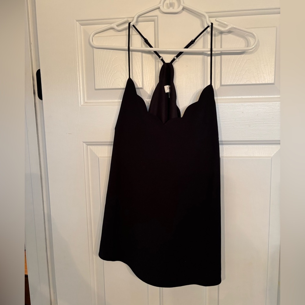 J. Crew Black Scalloped Neck Cami
